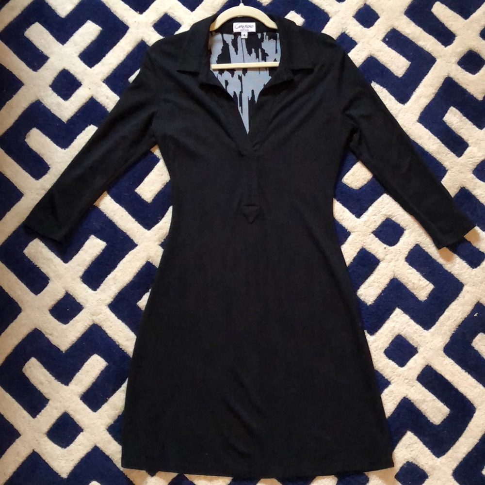 Black knit long sleeve dress Amy Matto